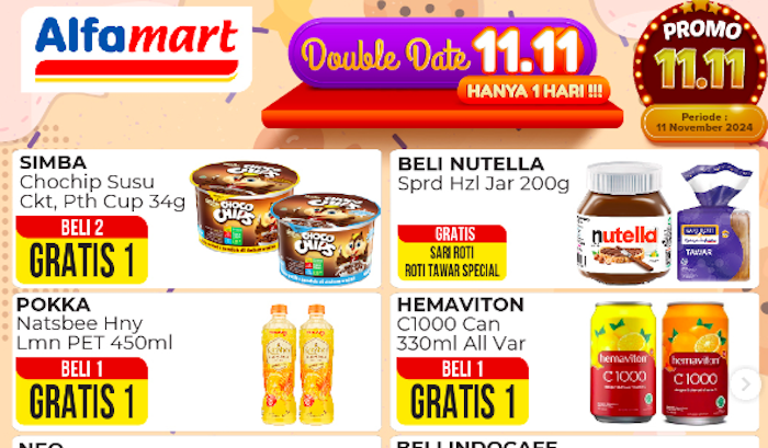 PROMO ALFAMART 11.11 Beli 1 Gratis 1 Cuma 11 November 2024, Ini Katalog Lengkapnya!